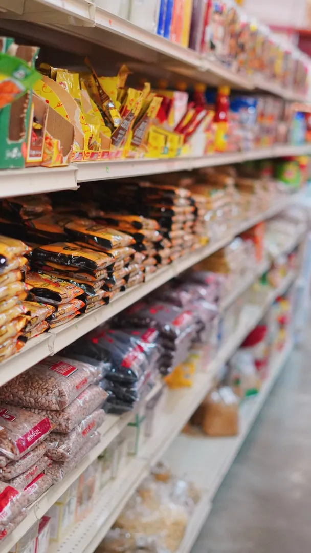 Shelves of Mexican pantry staples and grocery products at a Vancouver, Washington market